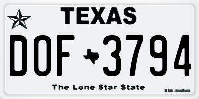 TX license plate DOF3794