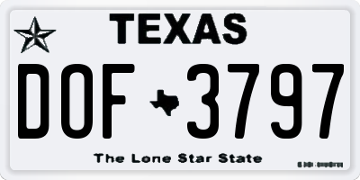 TX license plate DOF3797