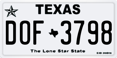 TX license plate DOF3798