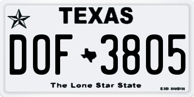 TX license plate DOF3805