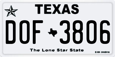 TX license plate DOF3806