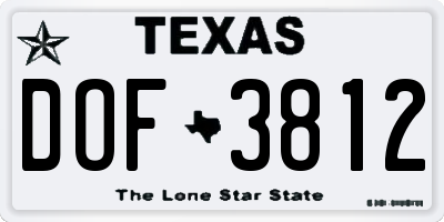 TX license plate DOF3812