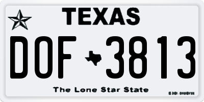 TX license plate DOF3813