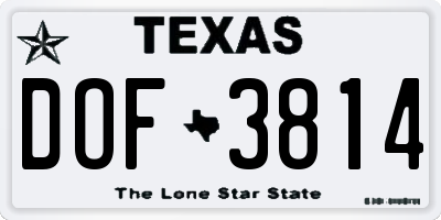TX license plate DOF3814
