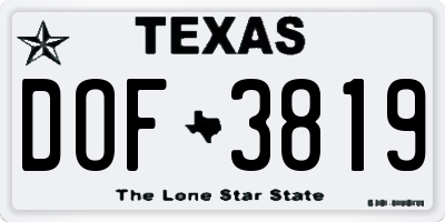 TX license plate DOF3819