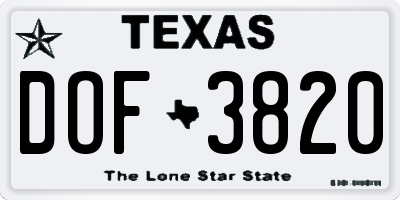 TX license plate DOF3820