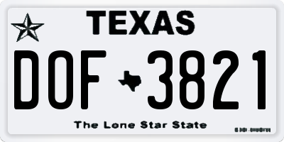 TX license plate DOF3821