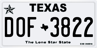TX license plate DOF3822
