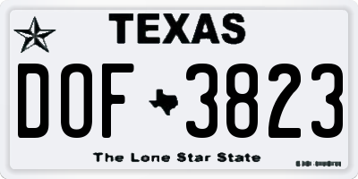 TX license plate DOF3823