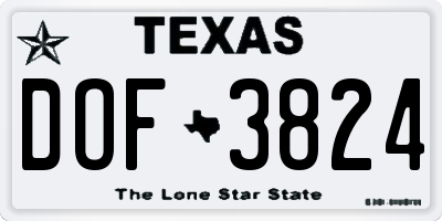 TX license plate DOF3824
