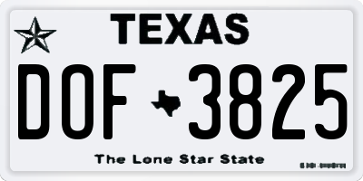 TX license plate DOF3825