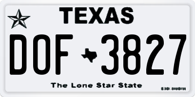 TX license plate DOF3827