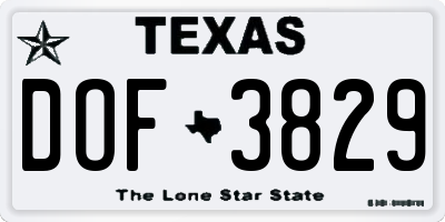 TX license plate DOF3829