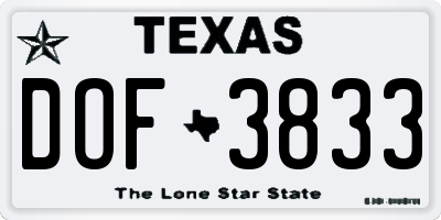 TX license plate DOF3833