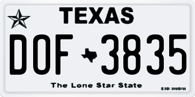 TX license plate DOF3835