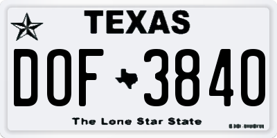 TX license plate DOF3840