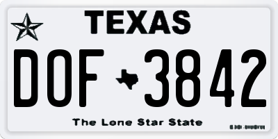 TX license plate DOF3842
