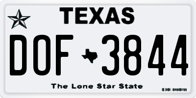 TX license plate DOF3844
