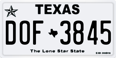 TX license plate DOF3845