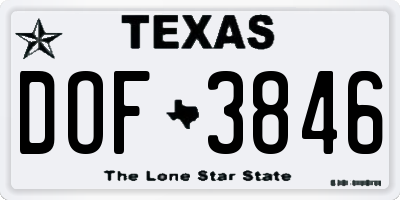 TX license plate DOF3846