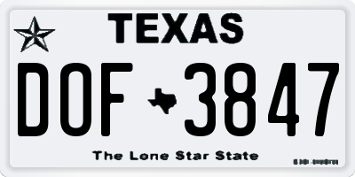 TX license plate DOF3847