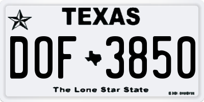 TX license plate DOF3850