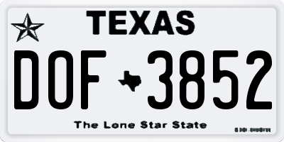 TX license plate DOF3852