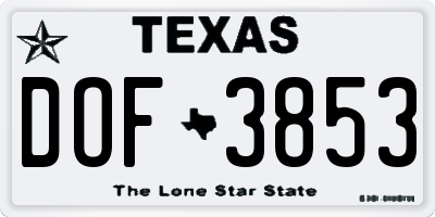 TX license plate DOF3853