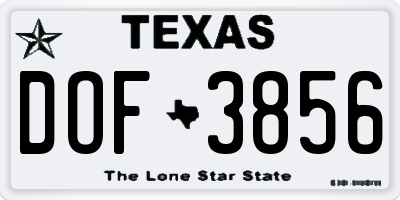 TX license plate DOF3856