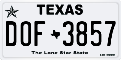 TX license plate DOF3857