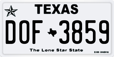 TX license plate DOF3859