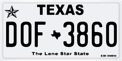 TX license plate DOF3860