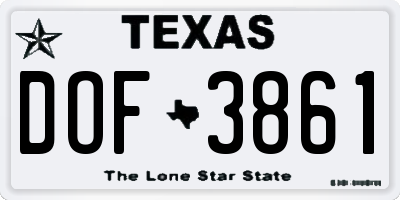 TX license plate DOF3861