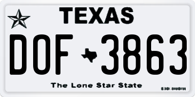TX license plate DOF3863