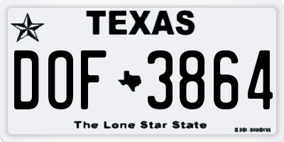 TX license plate DOF3864