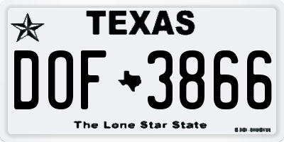 TX license plate DOF3866