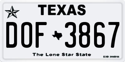 TX license plate DOF3867