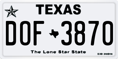 TX license plate DOF3870