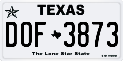 TX license plate DOF3873