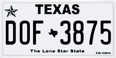 TX license plate DOF3875