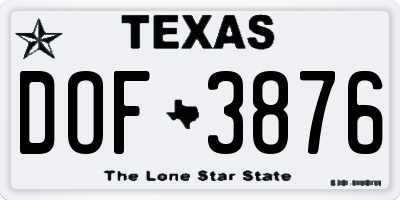 TX license plate DOF3876