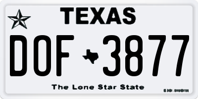 TX license plate DOF3877