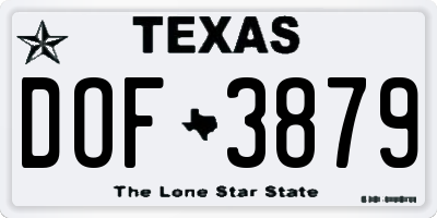 TX license plate DOF3879