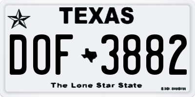 TX license plate DOF3882