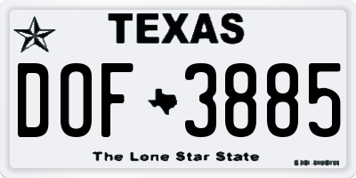 TX license plate DOF3885