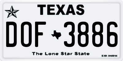 TX license plate DOF3886