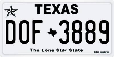 TX license plate DOF3889