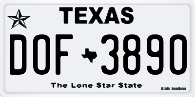TX license plate DOF3890