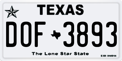 TX license plate DOF3893
