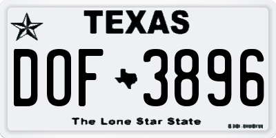 TX license plate DOF3896
